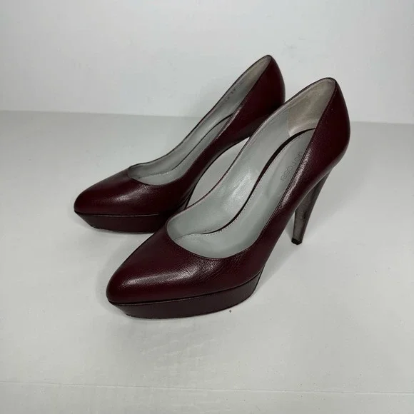SERGIO ROSSI Oxblood Red Wine Platform Pump Heel patent leather womens 39 US 9 - Picture 2 of 8